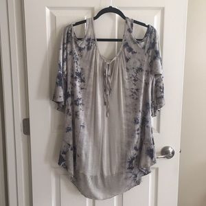 Boho TieDye Cold Shoulder Blouse